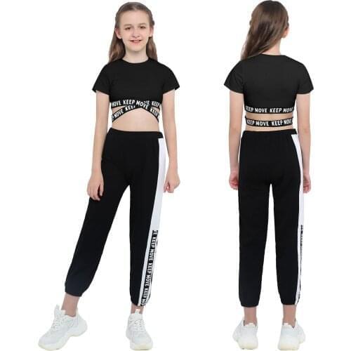 Kid Girls Child Sports Tracksuits Gymastics Workout Outfits Tank Tops Crop Top with Leggings Pants Trousers for Ballet Dancewear