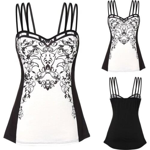 Ladies Tops Floral Print Camisole Sexy Hollow Out Spaghetti Strap Tank Tops Women Backless Slim Summer Sleeveless Tank Top D30