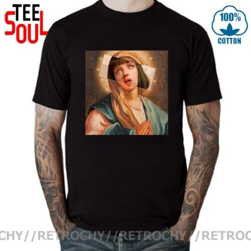 Trend Quentin Tarantino Movie Pulp Fiction T shirt Virgin Mary Mia Wallace T-shirts Men Poster Saint Mia tshirt Sweatshirt Shirt