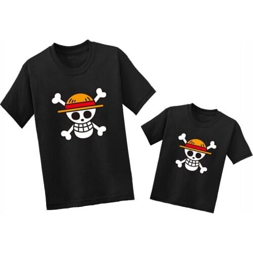 Japanese Anime One Piece Skull Funny Boys Girls T shirt Family Matching Clothes Men Women Fashion Tops Children T-shirts,GKT009