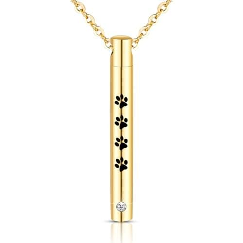 Stainless Steel Keepsake Jewelry Dog Paw Print Cylinder Cremation Jewelry for Ashes Urn Pendant,Pet Memorial Gifts