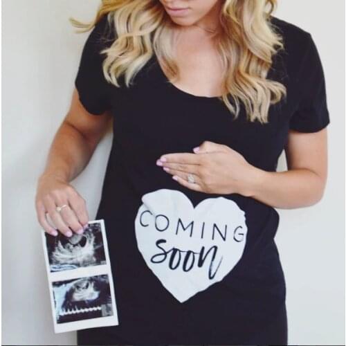 "Coming Soon" Ladies Maternity T-Shirt Cute Baby Footprints Pregnant Mom To Be Pregnancy Maternity Shirt Pregnancy Clothes