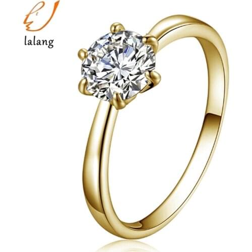 Female Six Claw 1 Carat 6mm Zircon Wedding Rings For Women Classic Jewelry Color Engagement Rings