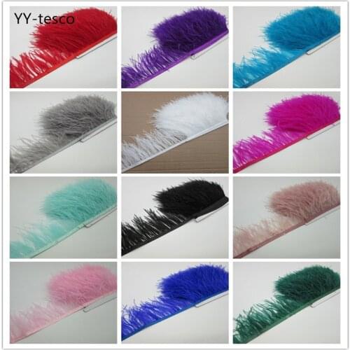 1 meter high quality ostrich feather trim cloth sideband 8-10cm wide Suitable for skirts / dresses / apparel party DIY crafts