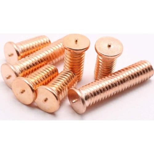 2/50Ps Carbon Steel Copper Plated Stud Weld Spot Welding Screw Solder Point Nail Bolt for Capacitor Discharge M3 M4 M5 M6 M8 M10