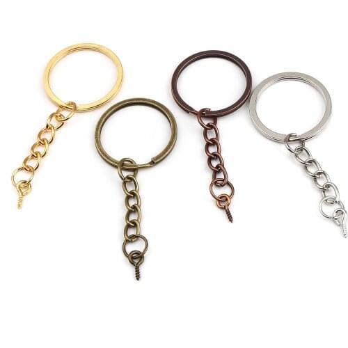 20pcs/lot Screw Eye Pin Key Chain Key Ring Keychain Bronze Rhodium Gold Keyrings Split Rings With Screw Pin Jewelry Making