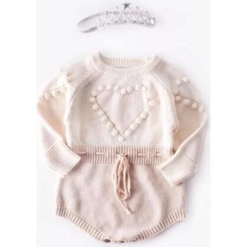 2021 Autumn Baby Knitted Rompers Baby Girl Long-sleeve Knitted Overalls Infant Girl Princess Cotton Clothes Baby Girl Romper
