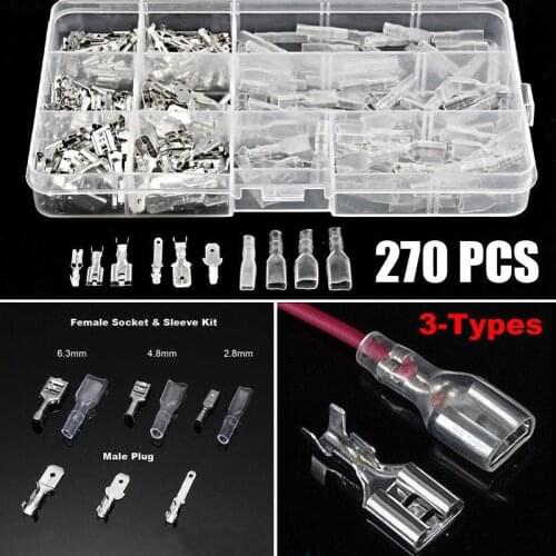 270pcs 2.8/4.8/6.3mm Crimp Terminals Insulated Seal Electrical Wire Connectors Crimp Terminal Connector Assortment Kit