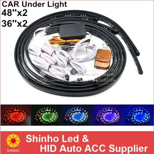 4PCS/LOT 90x120CM 10W RGB 7 colors LED Under Car Light Flexible LED Neon Light Waterproof Tube Decorate Auto Lamp
