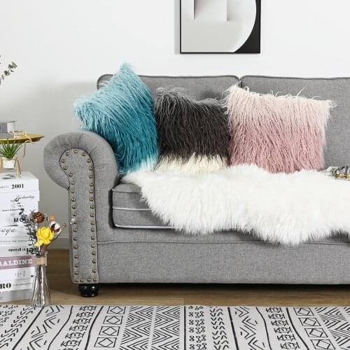 45X45Cm Pillow Case Sofa Home Cushion Plush Long Ombre Square Shaggy Fur Patchwork Shaggy Comfortable Bed Sofa Pad Pillow D30