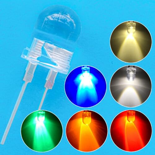50pcs 10mm White Red Green Blue Yellow Diode Led Round 0.5W Power Light 3.2~3.6V LED Lamp Bead Light-emitting Diodes 30KMCD Bulb