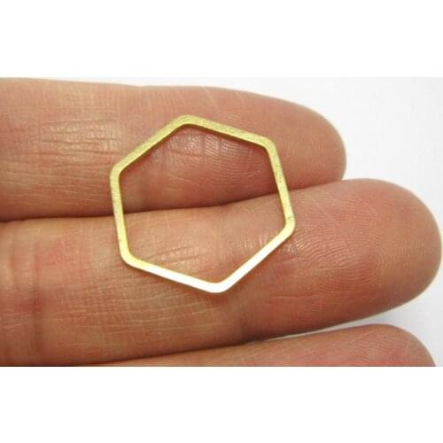 Brass charms 19x1mm Raw brass Hexagon pendant -50pcs R787