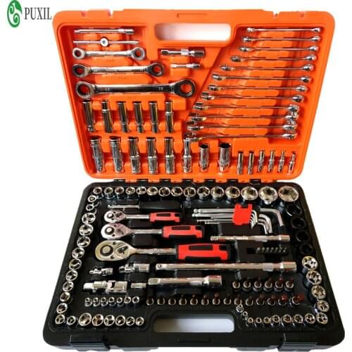 61/82/94 Car repair Tools set Multi-function combination package Manual tool kit with plastic toolbox