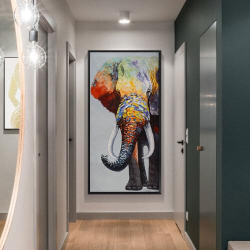 Abstract Animal Wall Art Canvas Painting Colorful Elephant Poster and Prints Big Size Decoration Picture Living Room Home Decor