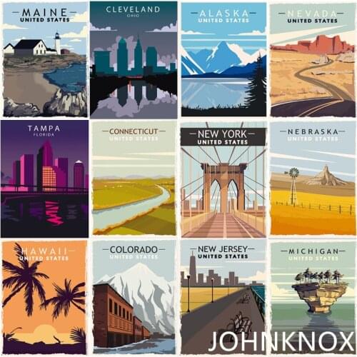 Diamond Painting Cartoon Street City 5D Diy Diamond Embroidery Full Round& Square Drill Diamond Mosaic Cross Stitch Home Decor