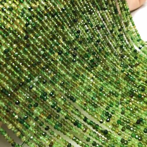 LOOSE BEADS 2*3mm green/yellow Tourmaline Roundel faceted 37cm Wholesale for DIY Jewelry Necklace