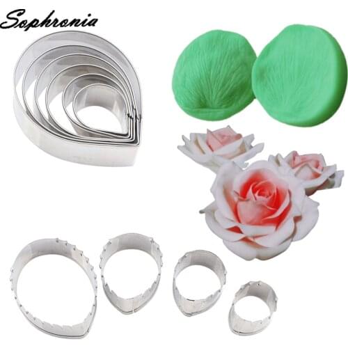 Diy Flower Rose &Cutter Silicone Mould Fondant Mould Cake Decorating Tools Chocolate Gumpaste,Sugarcraft Mold CS160