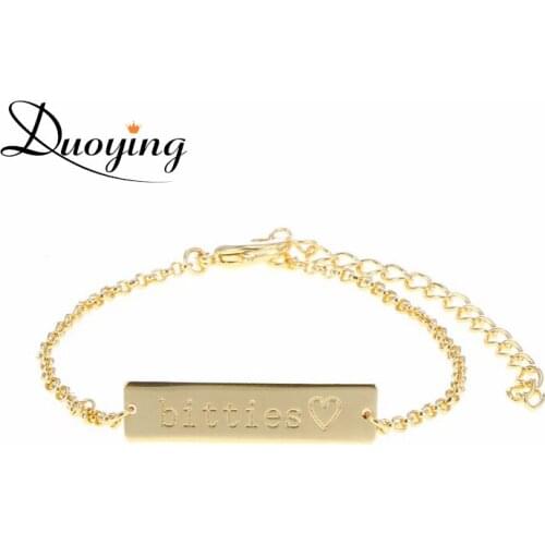 DUOYING 2020 Fashion Simple Women Bracelet Custom Name Engraved Bracelet Gold Color Bar Personalized Bracelet For Christmas Gift