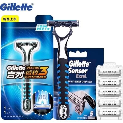 Gillette Sensor Excel Shaving Razor Blades Refills For Men Vector3 Safety Razor Beard Shaver Blade Gift Sharp Replacement Head