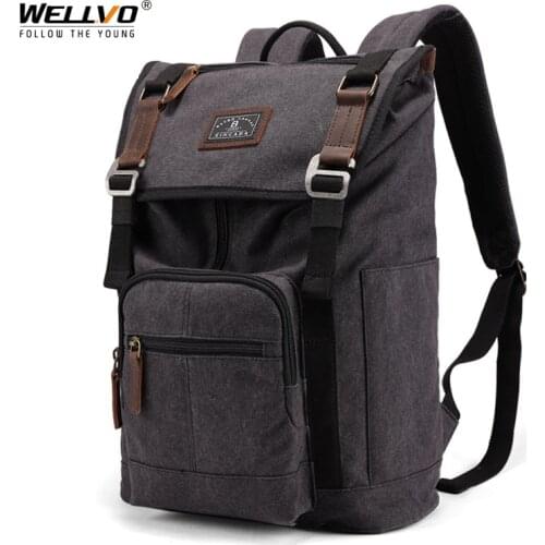 Retro Canvas Backpack Zipper Rucksack Laptop Travel Shoulder Mochila Large Notebook Schoolbags Vintage College School Bags X175C