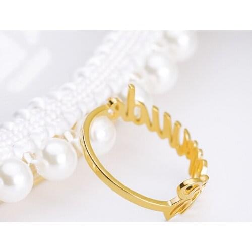 Custom Name Ring Personalized Gold Stainless Steel Rings For Women Girls Wedding Band Custom Letters Initials Ring Jewelry