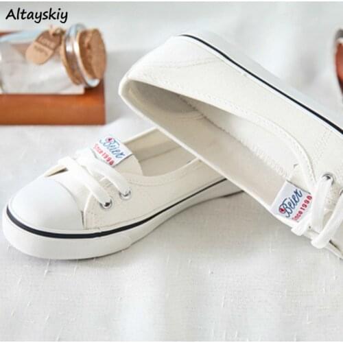 Vulcanize Shoes Women Slip-on Canvas Korean Style Leisure Fashion Chic Sneaker Womens Daily Streetwear Cute All-match Summer New