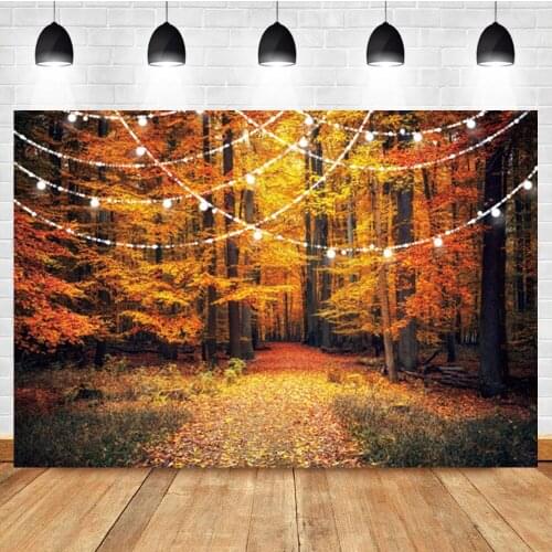 Laeacco Photography Backdrop Autumn Forest Background For Photo Studio Fall Maple Leaves Photo Booth Background Photocall