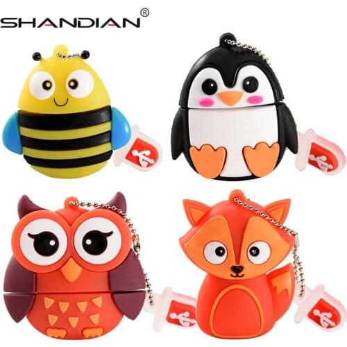 SHANDIAN hot selling mini cartoon usb Owl bee penguin fox 4gb 8gb 16gb 32gb 64gb usb flash drive pen drive U disk Thumb pendrive