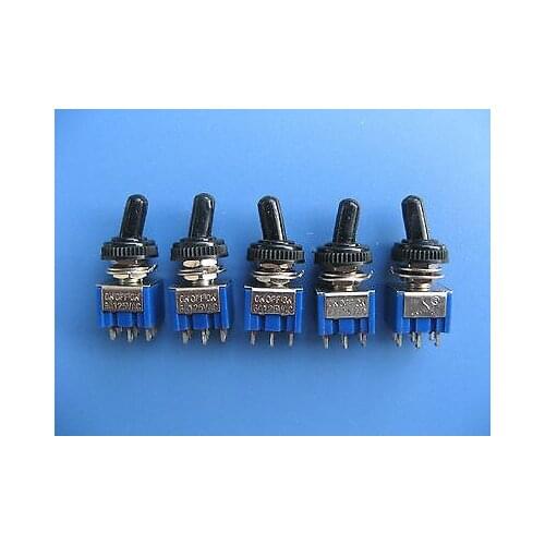 MTS203 5 Pcs AC 125V 6A Amps ON/OFF/ON 3 Position DPDT Toggle Switch waterproof