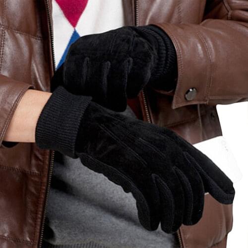 Hot sale classical men winter warm motorcycle gloves XXL black brown colors rowan pigskin leather gloves for men Good Quality