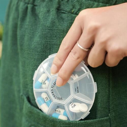 Small Pocket Pill Case Plastic Transparent Medicine Box 7 Day Mini Weekly Tablet Pill Storage Case Vitamin Medicine Container