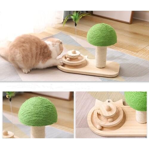 New Sisal Ball Solid Wood Turntable Cat Toys Cat Furniture Supplies Cat Scratching Board Claw Grinder Wear-resistant Scratcher