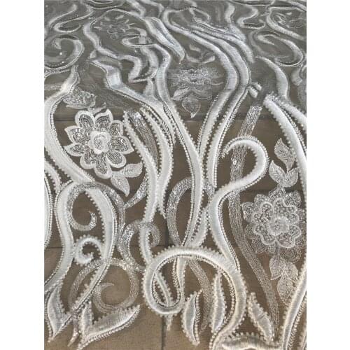 Latest African beads Fabric French Tulle Mesh Lace Fabric For Bridal Material S-668887 High Quality Nigerian Lace Fabric