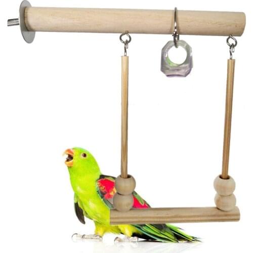 Bird Swing Wooden Parrot Perch Stand Playstand with Chewing Beads Cage Sleeping Stand Play Toys
