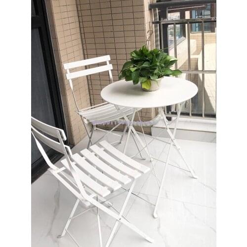 North Europe Yangtai Small Table And Chair Three Piece Leisure Folding Outdoor Courtyard Iron Art Terrace Table Modern Balcony S