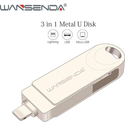 WANSENDA USB 3.0 USB Flash Drive OTG Pen Drive 32GB USB Stick Flash Disk 128GB 64GB 16GB Pendrive for iPhone/Android/Table PC