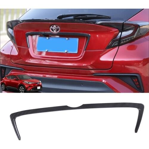 Lsrtw2017 Carbon Fiber Abs Car Rear Trunk Trims for Toyota CHR 2017 2018 2019 2020 2021 Stainless Steel Silver C-hr Accessories