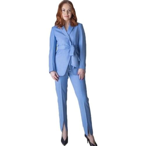 2 Pieces Custom Made Women Suits With Belt Fashion Coat+Pant Formal Casual Party Suits For Women Hot Sale