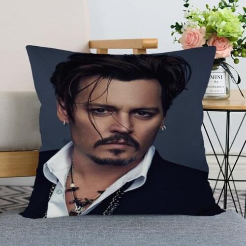 Nice Pillow Case Modern Home Decorative Johnny Depp Star Pillowcase 35x35cm,40X40cm(one sides) For Living Room Pillow Cover
