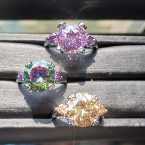 Lingmei New Arrival Women Fashion Round Zircon Wedding Rings Anniversary Christmas Silver Color Ring Size 6-910 Wholesale