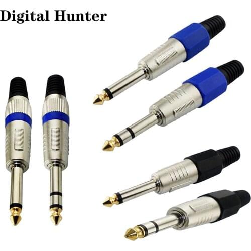 1Pcs Stereo Jack 6.35mm Male Plug With Gold Plated Head Audio Microphone Wire Connector