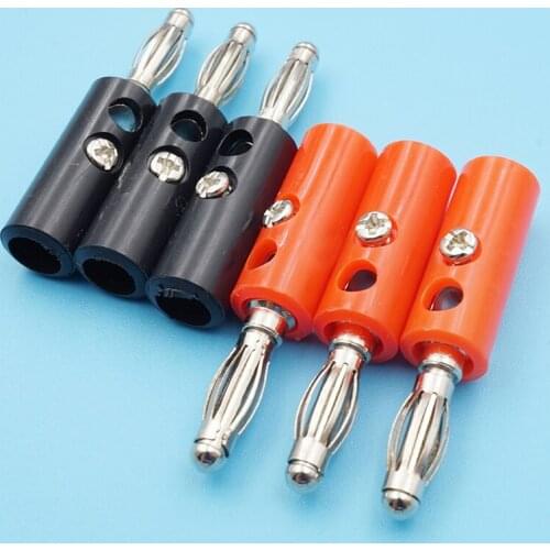 10pcs/lot Nickel Plated Audio Speaker Screw Banana Plug Connector 4mm Banana Plugs Video Speaker Cable Wire Adapter Black Red
