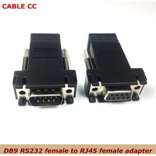 100pcs COM port to LAN Ethernet port converter DB9 RS232 female to RJ45 female adapter without external power supply