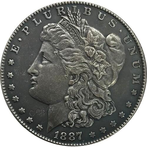1887 United States Morgan 1 One Dollar Cupronickel Plated Silver Collectibles Copy Coin