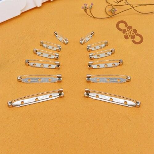 20pcs Base Metal Pins Brooch Clip Settings Blank Base Silver Color Locking Clasp Pin Holder for DIY Jewelry Making Finding