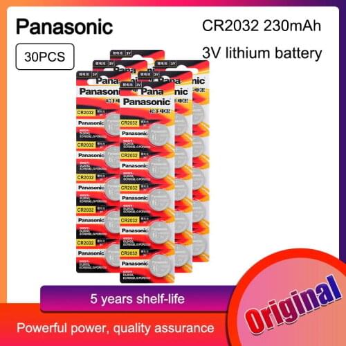 30PCS/lot PANASONIC Original CR2032 Button Cell Battery 3V Lithium Batteries CR 2032 for Watch Toys Computer Calculator Control
