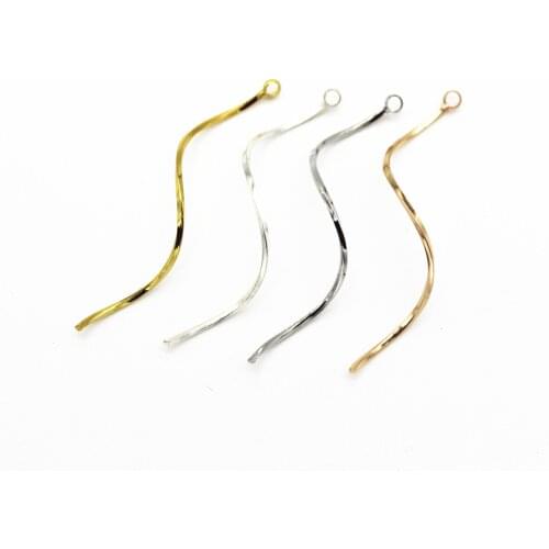 50 PCS 1*50mm Metal Copper 7 Colors Plated Curvy Long Pendant Connectors DIY Earrings Jewelry Accessories