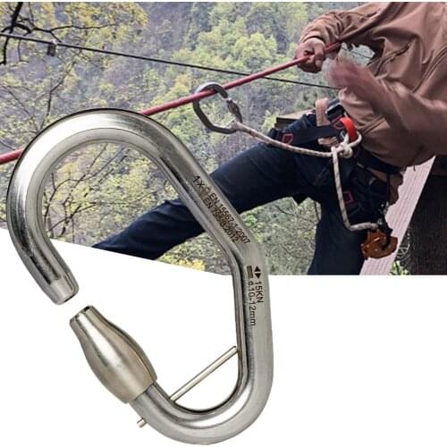 Climbing Lock Buckle 15KN Anti-corrosion Stainless Steel D-shape Safety Buckle for Outdoor Expansion карабин mousqueton