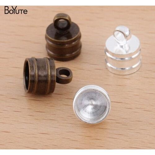 BoYuTe (100 Pieces/Lot) Inner 6MM Diameter Metal Brass Cord Tassel End Clasps Connector Diy Handmade Jewelry Accessories