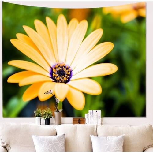 WUJIE Floral Tapestry Wall Hanging Daisy Blanket Towel Psychedelic Witchcraft Wall Cloth Tapestries Bohemian Decoration for Home